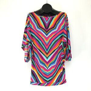 Trina Turk Louvre Swim Tunic Cover Up Women's Large Striped Boatneck Summer